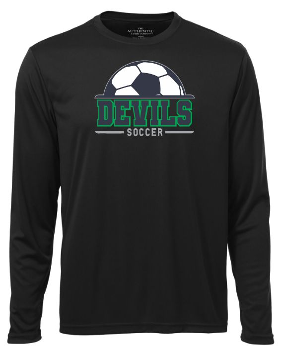 Island View High School - Black Devils Soccer Long Sleeve Performance Shirt (Full Chest)