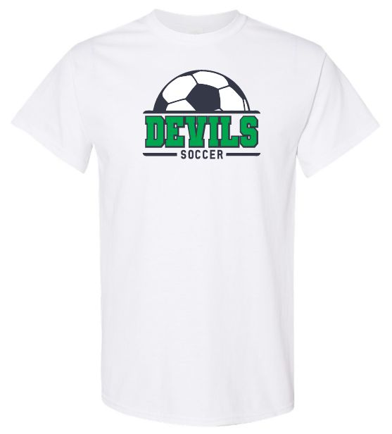 Island View High School - White Devils Soccer T-Shirt (Full Chest Logo)