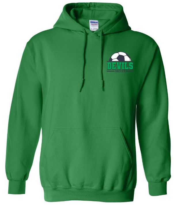 Island View High School - Irish Green Devils Soccer Hoodie (Left Chest)