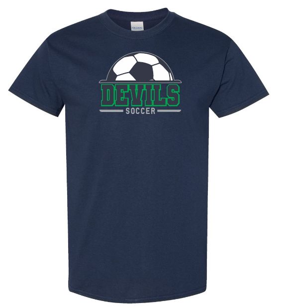 Island View High School - Navy Devils Soccer T-Shirt (Full Chest Logo)