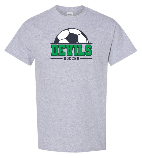 Island View High School - Sport Grey Devils Soccer T-Shirt (Full Chest Logo)