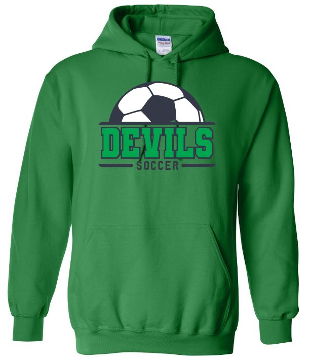 Island View High School - Irish Green Devils Soccer Hoodie (Full Chest)