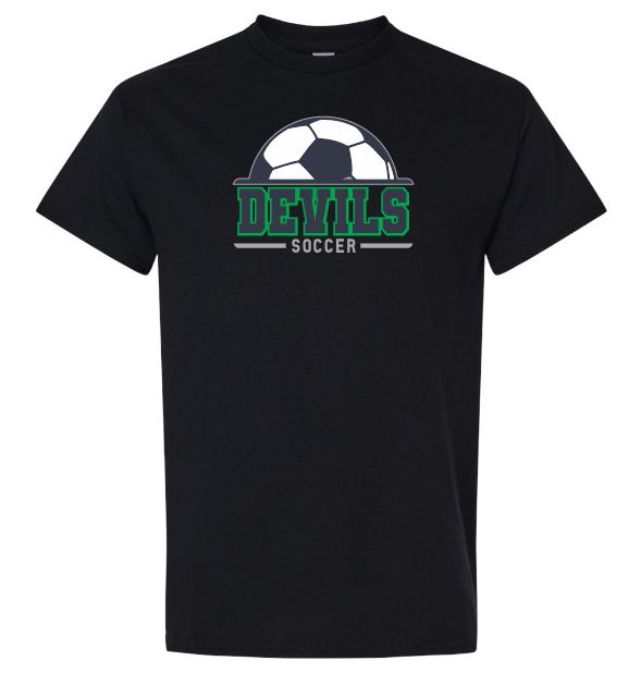 Island View High School - Black Devils Soccer T-Shirt (Full Chest Logo)