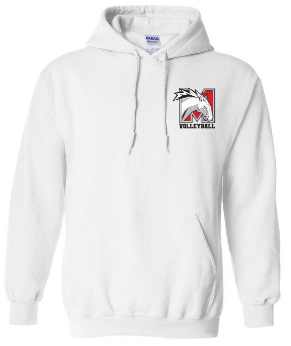 Mosaïque Mustangs Volleyball - White Hoodie (Left Chest)