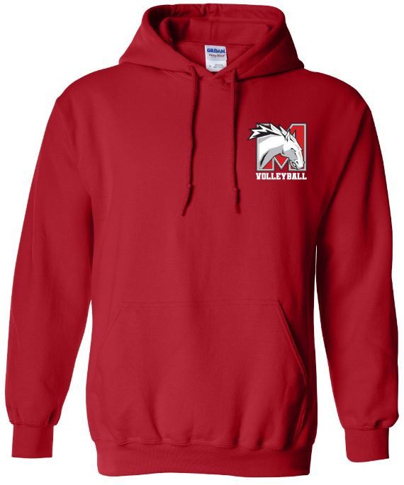Mosaïque Mustangs Volleyball - Red Hoodie (Left Chest)