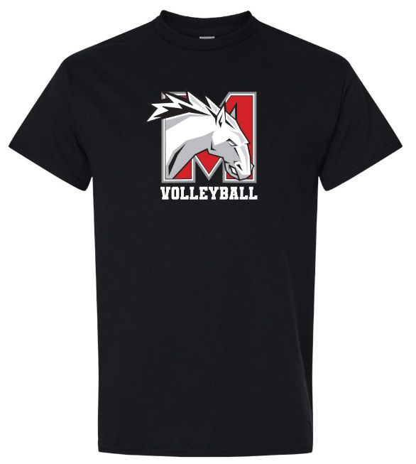 Mosaïque Mustangs Volleyball - Black T-Shirt (Full Chest)