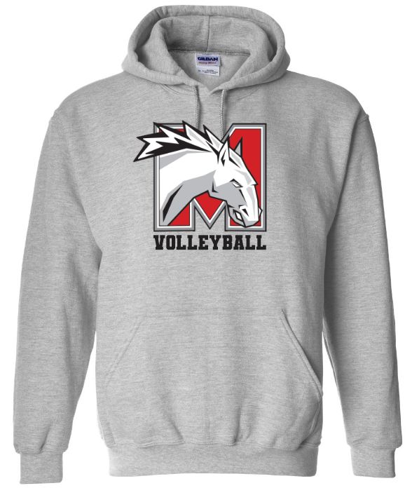 Mosaïque Mustangs Volleyball - Sport Grey Hoodie (Full Chest)