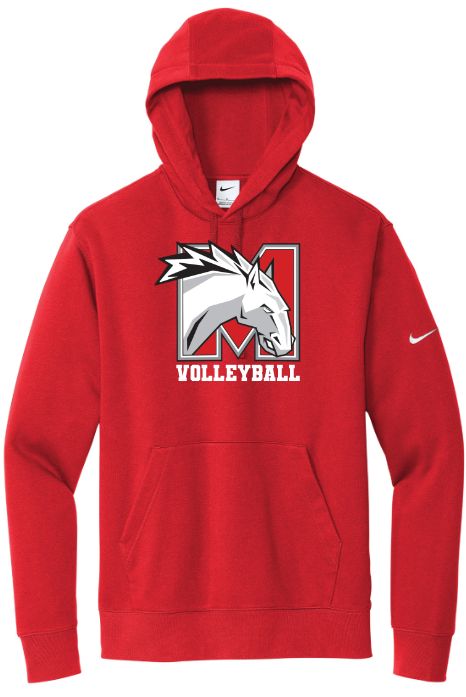 Mosaïque Mustangs Volleyball  - Red Nike Hoodie (Full Chest)