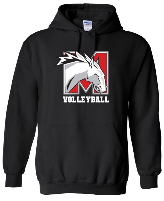 Mosaïque Mustangs Volleyball - Black Hoodie (Full Chest)