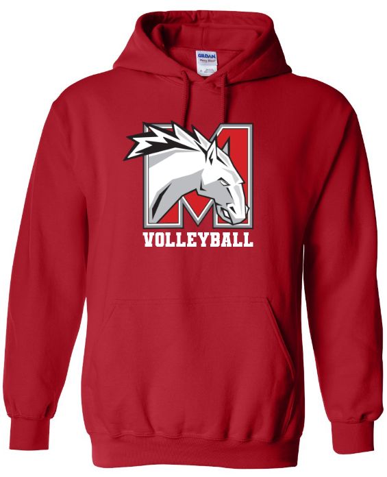Mosaïque Mustangs Volleyball - Red Hoodie (Full Chest)
