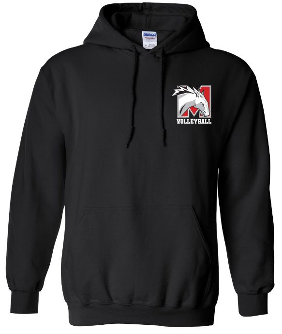 Mosaïque Mustangs Volleyball - Black Hoodie (Left Chest)