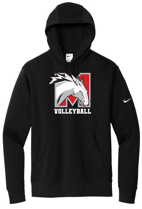 Mosaïque Mustangs Volleyball  - Black Nike Hoodie (Full Chest)