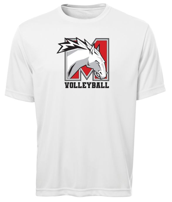 Mosaïque Mustangs Volleyball - White Short Sleeve Performance Shirt (Full Chest)