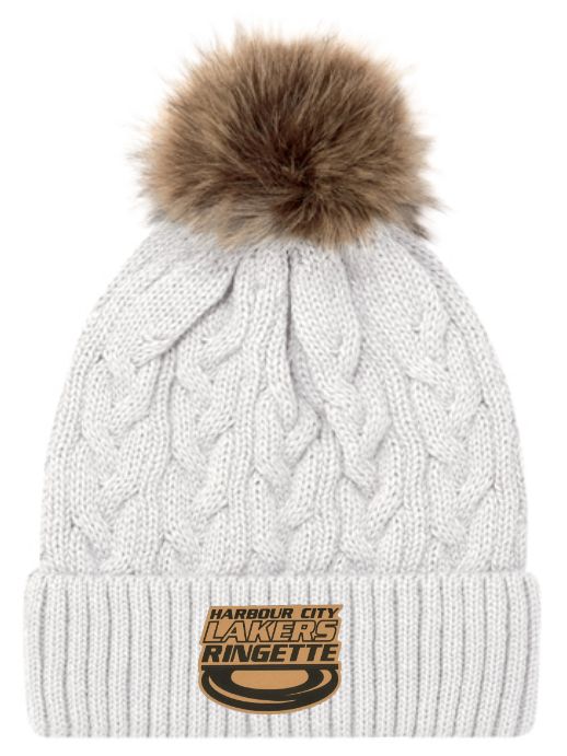HCL  - Ivory/Beige Harbour City Lakers Cuff Faux Fur Pom Pom Beanie