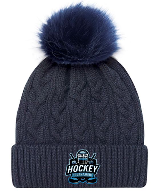 SEDMHA Female Hockey Tournament - Navy/Navy SEDMHA Faux Fur Pom Pom Beanie