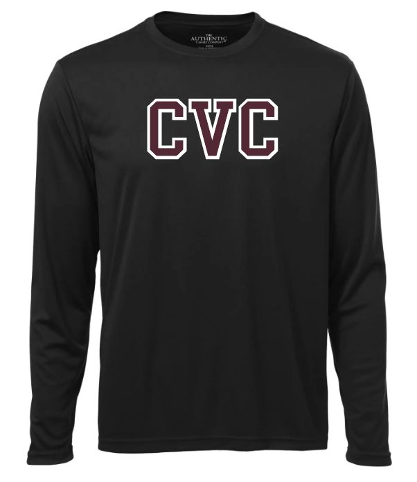 Corridor Volleyball Club - Black CVC Logo Long Sleeve Moist Wick Shirt (Full Chest Logo)