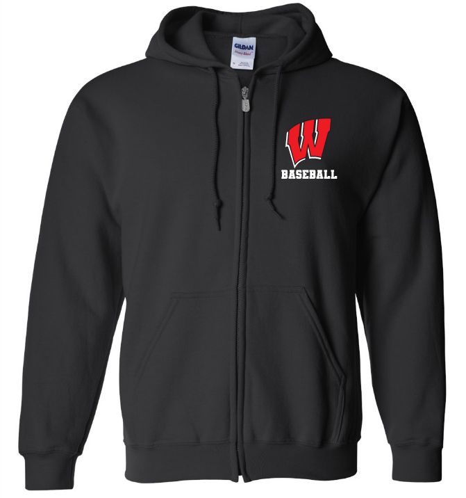 Halifax West High School - Black W Baseball  Zip Hoodie