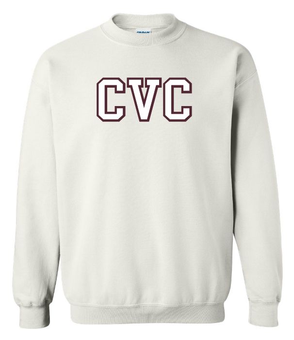 Corridor Volleyball Club - White CVC Logo Crewneck Sweatshirt (Full Chest Logo)