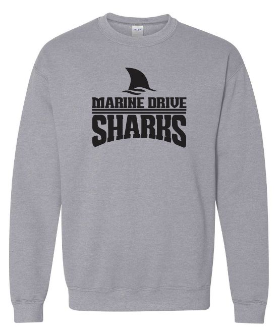Marine Drive Academy  - Sport Grey Marine Drive Sharks Crewneck Sweatshirt (Full Chest Logo)