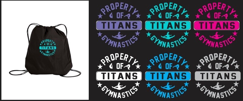 Titans Gymnastics &amp; Trampoline - Black Property of Titans Cinch Bag