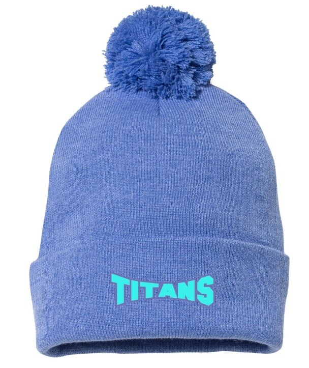 Titans Gymnastics - Heather Royal Titans Pom-Pom Beanie