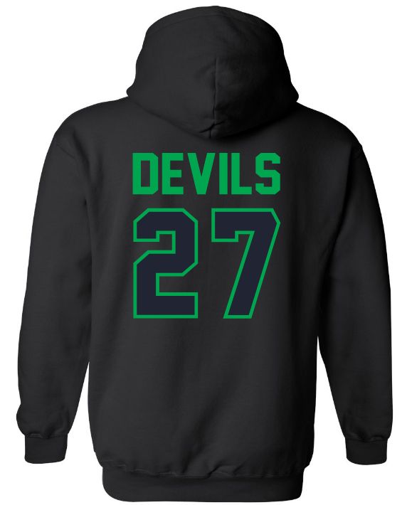 Island View High School - Black IVHS Class of 2027 with Blue Devil Hoodie