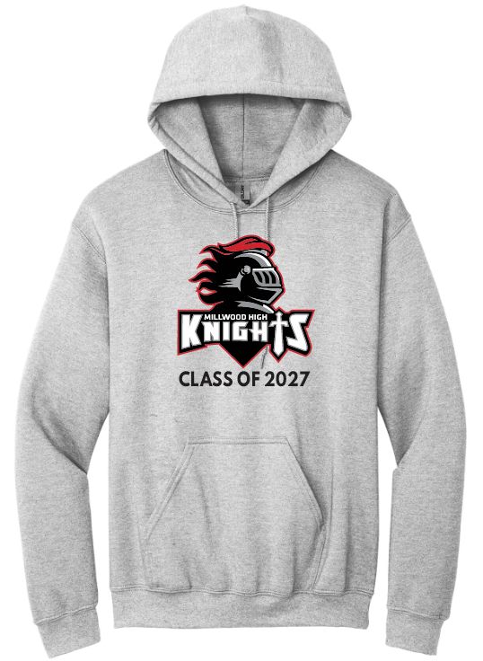 Millwood High - Sport Grey Millwood High Logo Class of 2027 Hoodie (Full Chest)