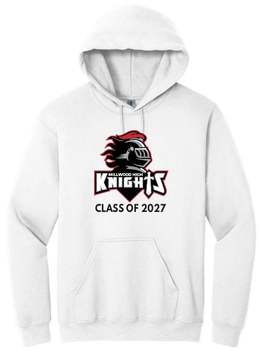 Millwood High - White Millwood High Logo Class of 2027 Hoodie (Full Chest)