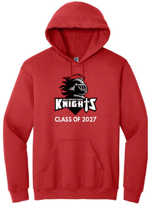 Millwood High - Red Millwood High Logo Class of 2027 Hoodie (Full Chest)