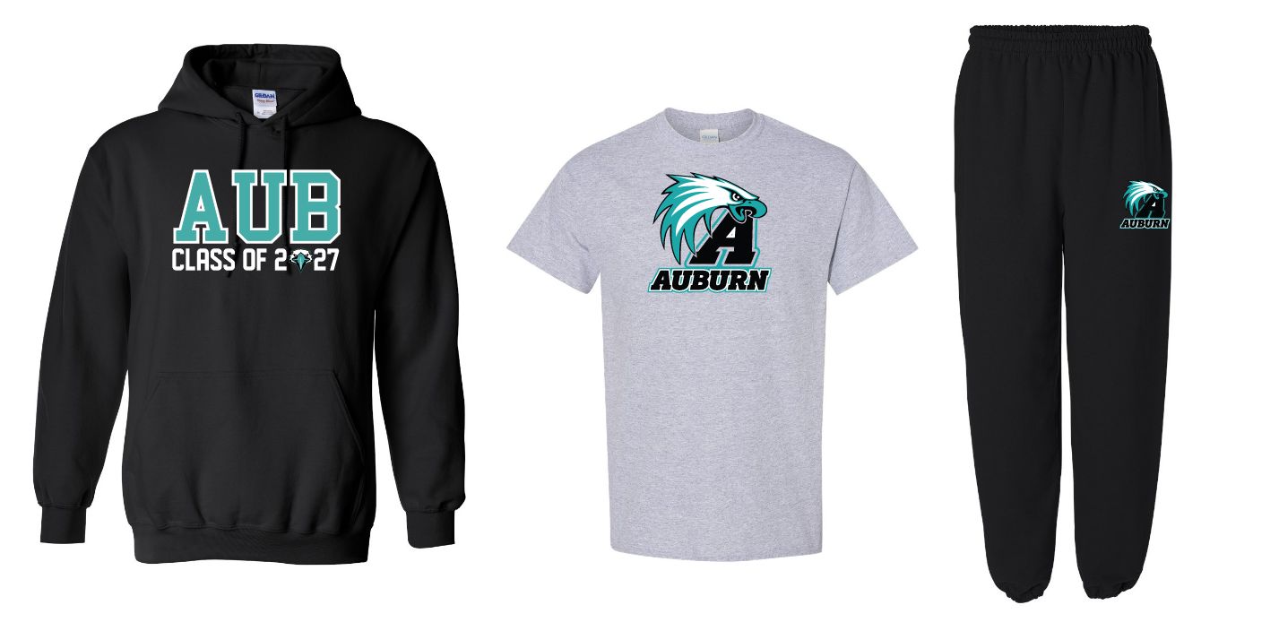 Auburn High -  Auburn Class of 2027 with Eagle/Auburn A Bundle  (Hoodie, Cotton T-Shirt &amp; Sweatpants)
