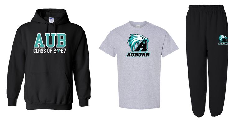 Auburn High -  Auburn Class of 2027 with Eagle/Auburn A Bundle  (Hoodie, Cotton T-Shirt &amp; Sweatpants)