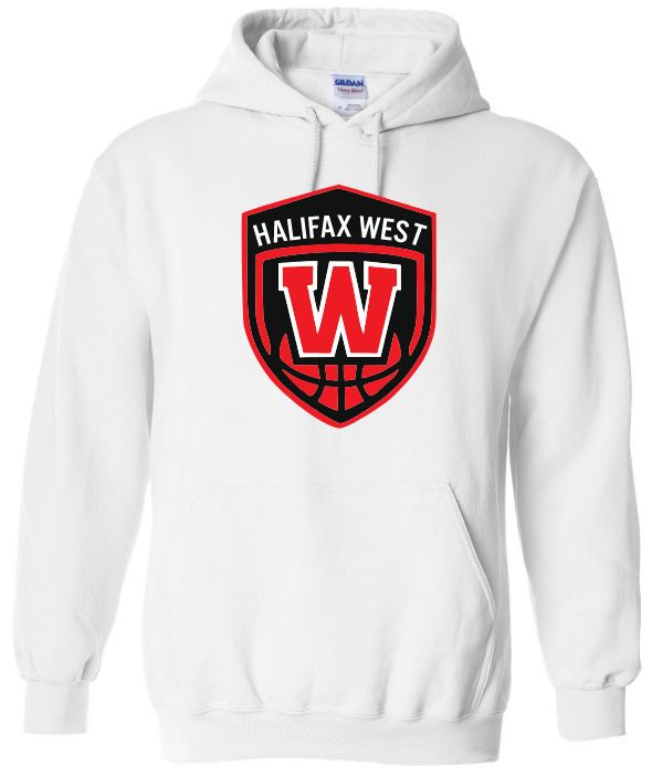 Halifax West High School - White W Basketball Shield Hoodie (Full Chest)