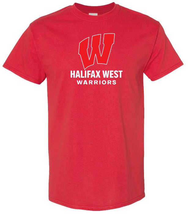 Halifax West High School - Red Halifax West Warriors T-Shirt (Full Chest)