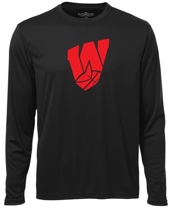 Halifax West High School - Black W with Basketball Long Sleeve  Performance Shirt