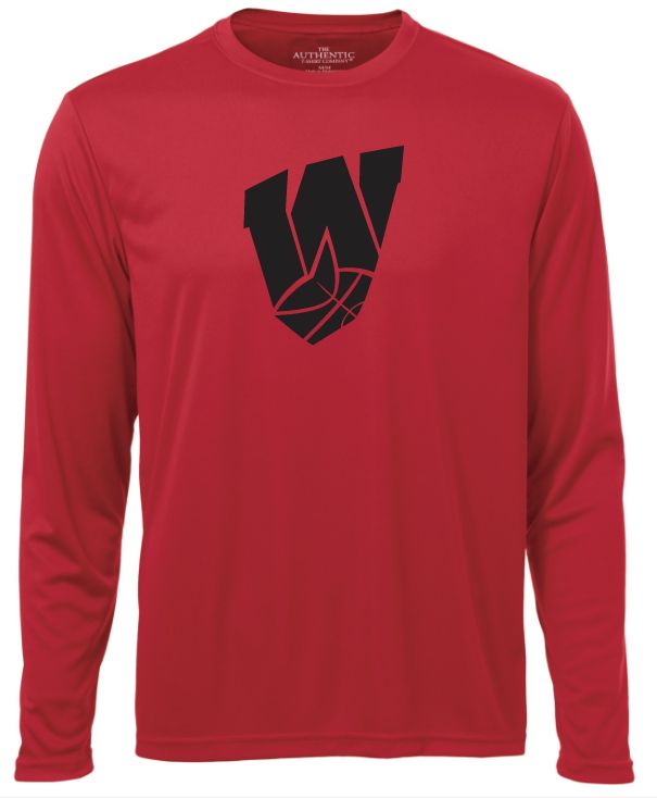 Halifax West High School - Red W with Basketball Long Sleeve  Performance Shirt