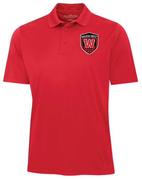 Halifax West High School - Red W Basketball Shield Pro Team Polo Shirt (Left Chest)