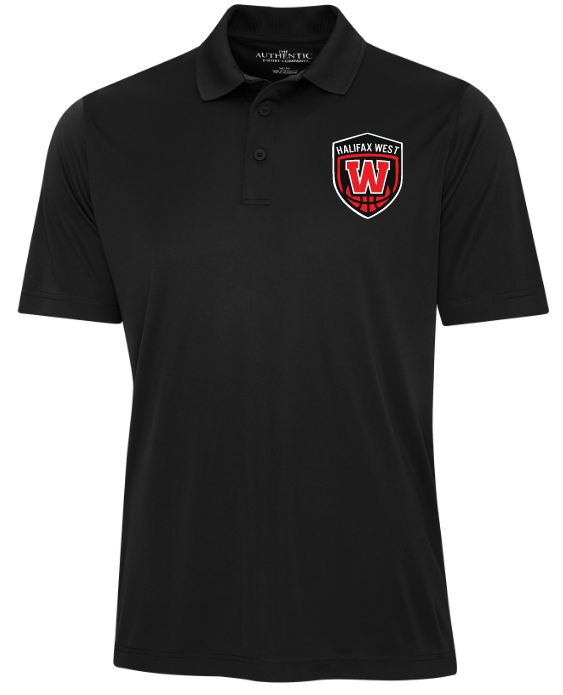 Halifax West High School - Black W Basketball Shield Pro Team Polo Shirt (Left Chest)
