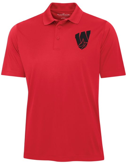 Halifax West High School - Red W with Basketball Pro Team Polo Shirt (Left Chest)