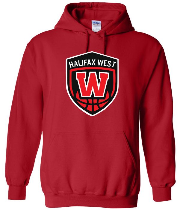 Halifax West High School - Red W Basketball Shield Hoodie (Full Chest)
