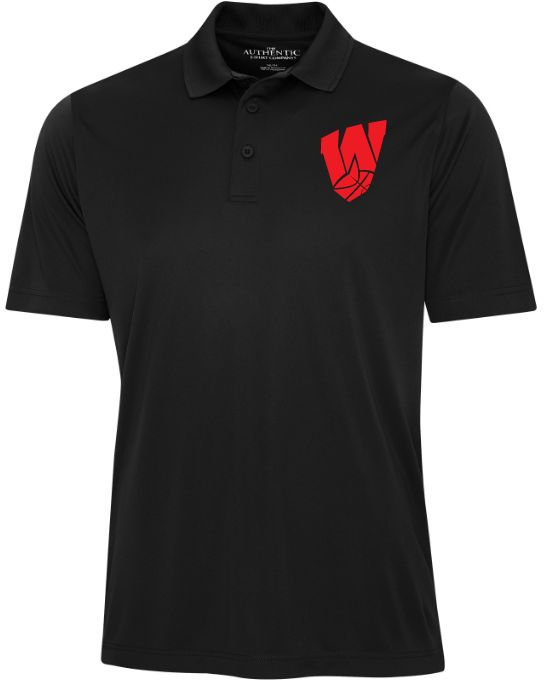 Halifax West High School - Black W with Basketball Pro Team Polo Shirt (Left Chest)