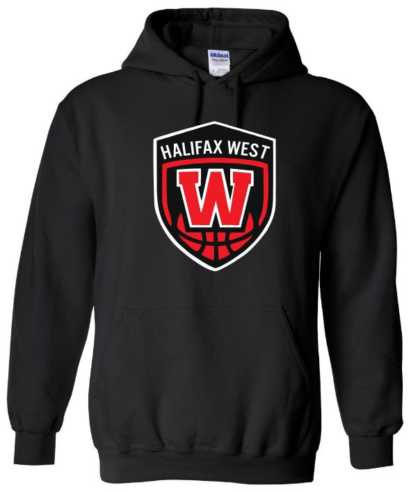 Halifax West High School - Black W Basketball Shield Hoodie (Full Chest)
