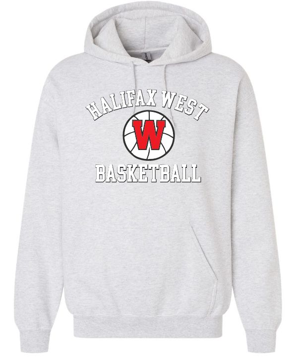 Halifax West High School - Vintage Sport Grey Halifax West Basketball Hoodie (Full Chest)