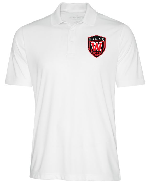 Halifax West High School - White W Basketball Shield Pro Team Polo Shirt (Left Chest)