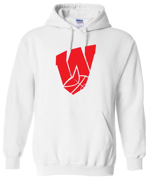 Halifax West High School - White W with Basketball Hoodie (Full Chest)