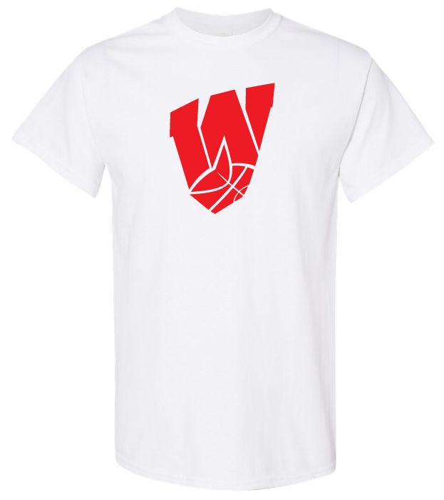 Halifax West High School - White W with Basketball T-Shirt (Full Chest)