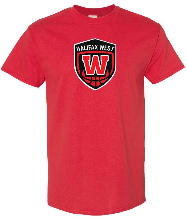 Halifax West High School - Red W Basketball Shield T-Shirt (Full Chest)