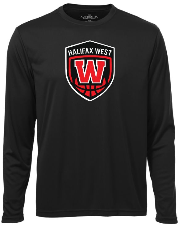 Halifax West High School - Black W Basketball Shield Long Sleeve  Performance Shirt