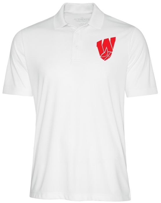 Halifax West High School - White W with Basketball Pro Team Polo Shirt (Left Chest)