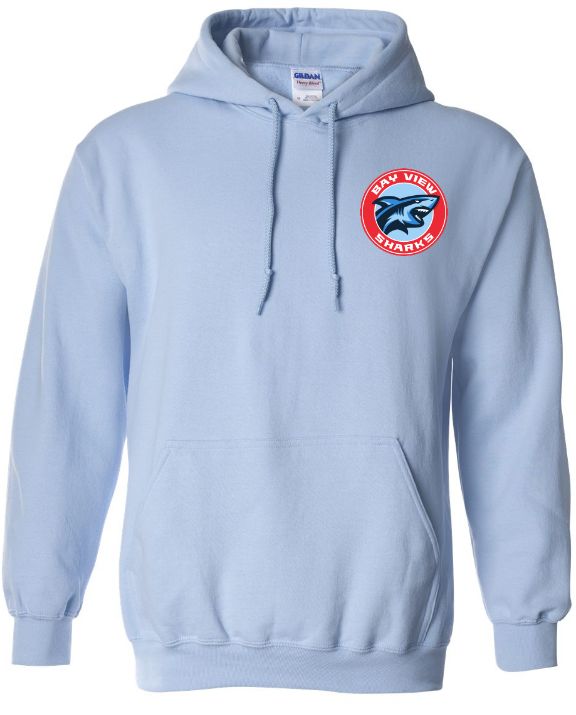 Bay View High - Carolina Blue Bay View Sharks Hoodie (Left Chest)