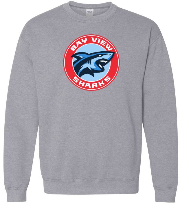 Bay View High - Sport Grey Bay View Sharks Crewneck Sweatshirt (Full Chest)